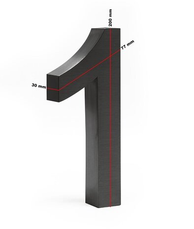 Huisnummer 3D zwart mat - nummer 1