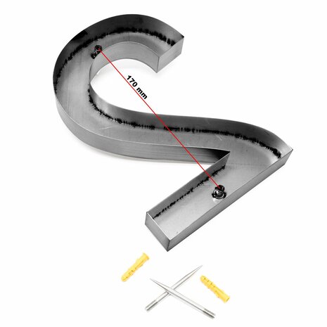 Huisnummer 3D zwart mat - nummer 2
