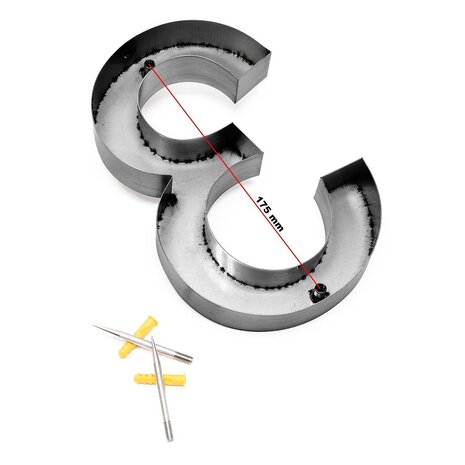Huisnummer 3D zwart mat - nummer 3