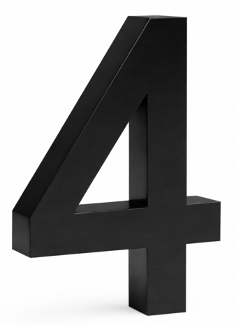 Huisnummer 3D zwart mat - nummer 4