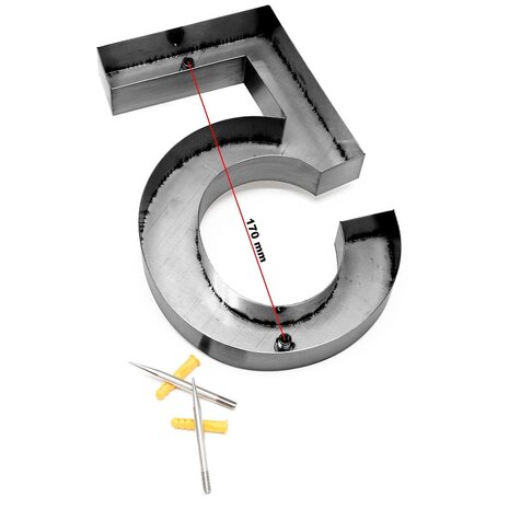 Huisnummer 3D zwart mat - nummer 5