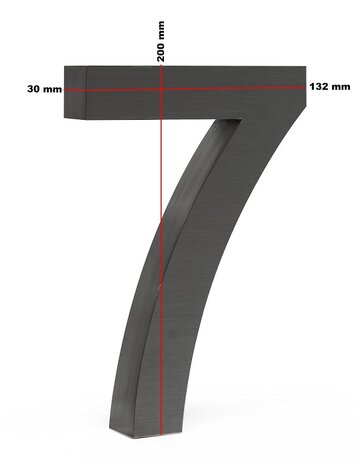 Huisnummer 3D zwart mat - nummer 7