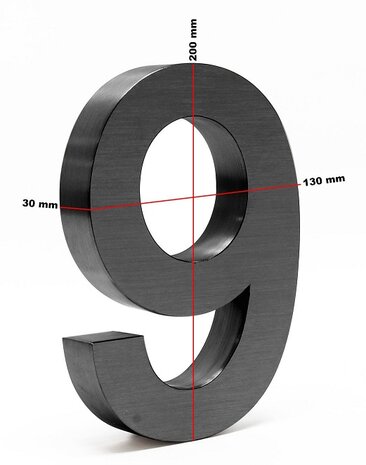 Huisnummer 3D zwart mat - nummer 9