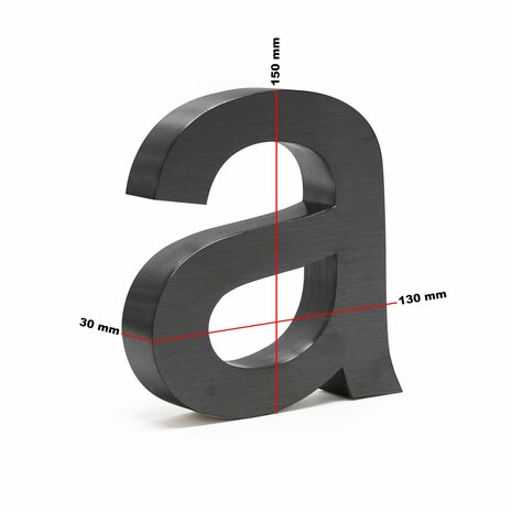 Huisnummer toevoeging 3D zwart mat - letter a