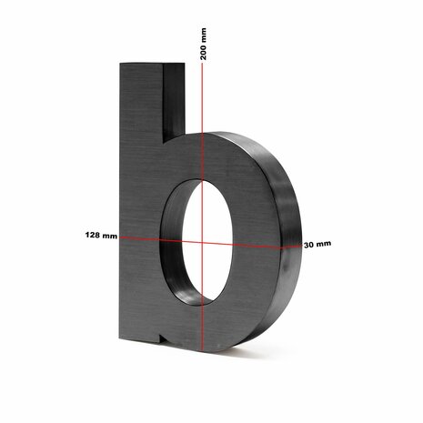 Huisnummer toevoeging 3D zwart mat - letter b