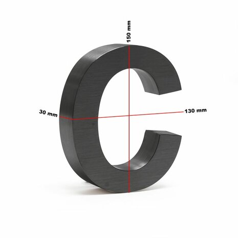 Huisnummer toevoeging 3D zwart mat - letter c