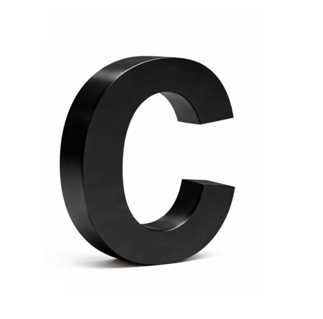 Huisnummer toevoeging 3D zwart mat - letter c