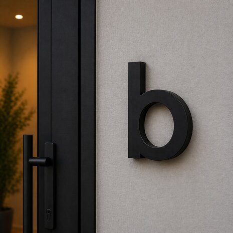 Huisnummer toevoeging 3D zwart mat - letter b