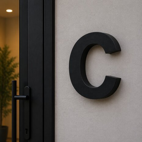 Huisnummer toevoeging 3D zwart mat - letter c