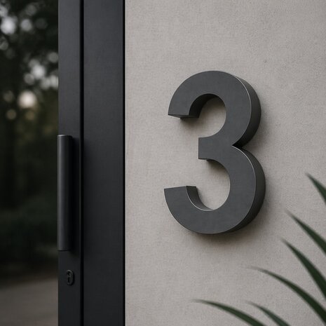 Huisnummer 3D antraciet mat - nummer 3