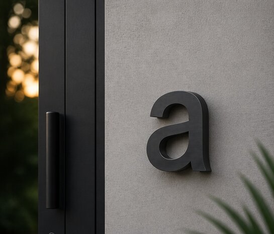 Huisnummer toevoeging 3D antraciet mat - letter a