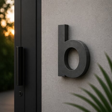 Huisnummer toevoeging 3D antraciet mat - letter b