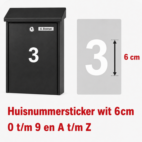 Huisnummerstickers Wit 6CM