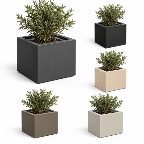 Plantenbak buiten vierkant 50x50x50cm Ombergrijs mat RAL7022