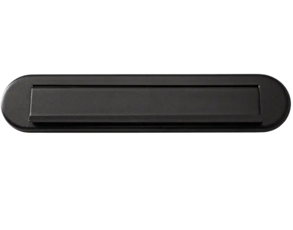 Mat zwarte brievenbusklep ovaal RVS (35x7,3cm)