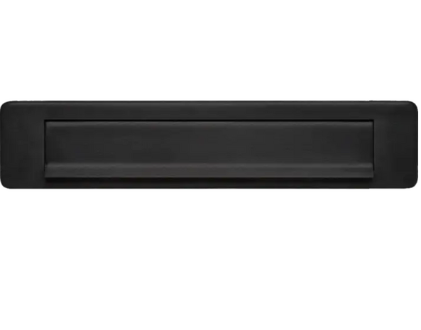Mat zwarte brievenbusklep rechthoek RVS (35x7,3cm)