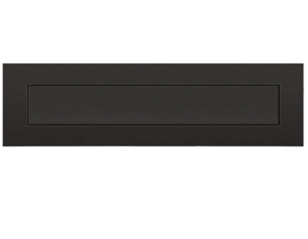 Mat zwarte brievenbusklep rechthoek RVS (33x8cm)