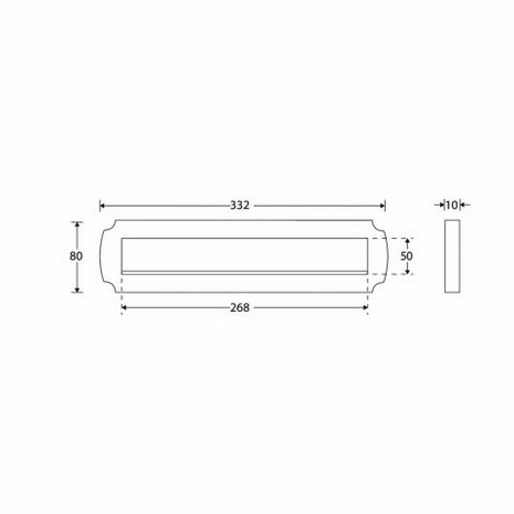 Brievenbusklep mat zwart antiek style  (33,2x8cm)