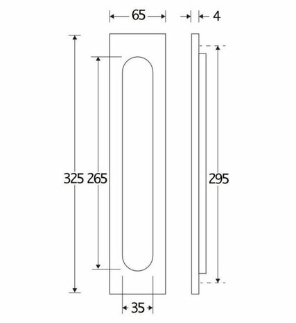 Verticale brievenbusklep mat zwart  (32,5x6,5cm)