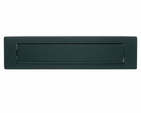 Brievenbusklep rechthoek messing mat zwart  (33x8cm)