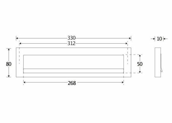 Brievenbusklep rechthoek messing mat zwart  (33x8cm)