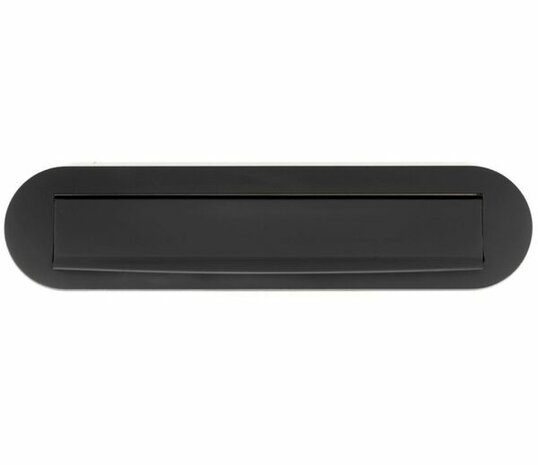 Brievenbusklep ovaal messing mat zwart  (33x8cm)