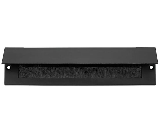 Mat zwarte tochtwering met brievenbusklep rechthoek RVS (33x8cm)