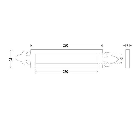 Zwarte brievenbusklep antiek smeedijzer (29x7,6cm)