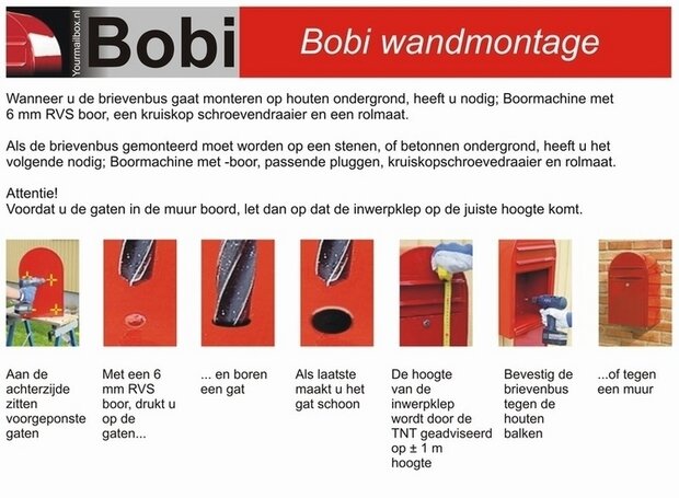 brievenbus Bobi Classic S helderrood RAL 3001