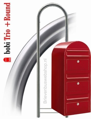 Brievenbus Bobi Trio rood + statief RVS