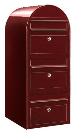 Brievenbus Bobi Trio donkerrood + statief RVS