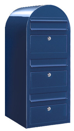 Brievenbus Bobi Trio donkerblauw  + statief RVS