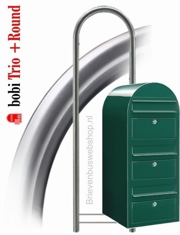 Brievenbus Bobi Trio donkergroen + statief RVS