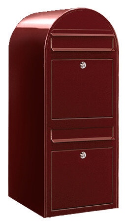 Brievenbus Bobi Duo donkerrood RAL 3005 + statief round RVS