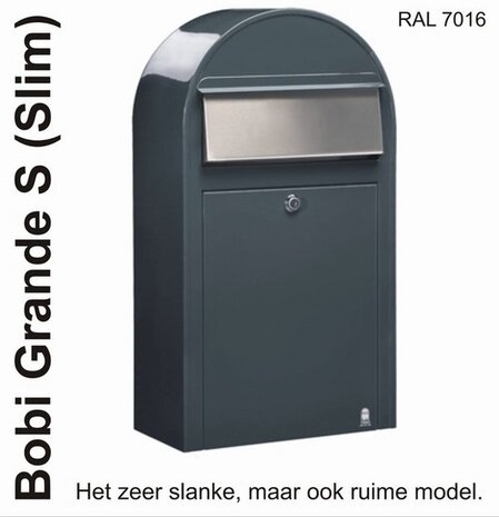 Brievenbus Bobi Grande S grijs  + statief round grijs