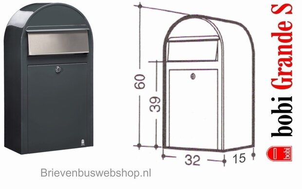 Brievenbus Bobi Grande S grijs  + statief round grijs
