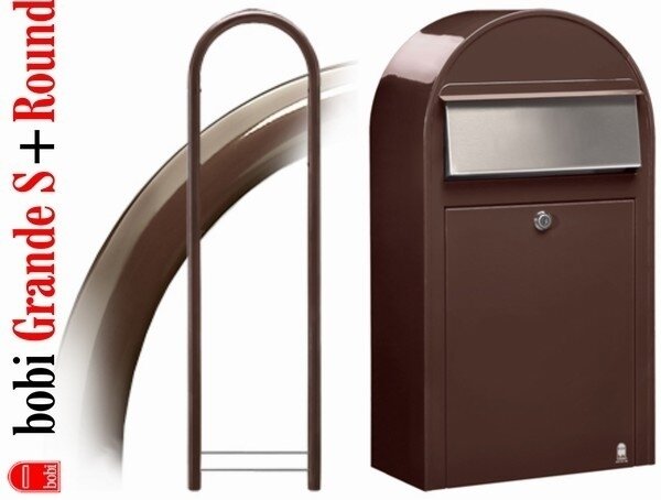 Brievenbus Bobi Grande S bruin + statief round bruin