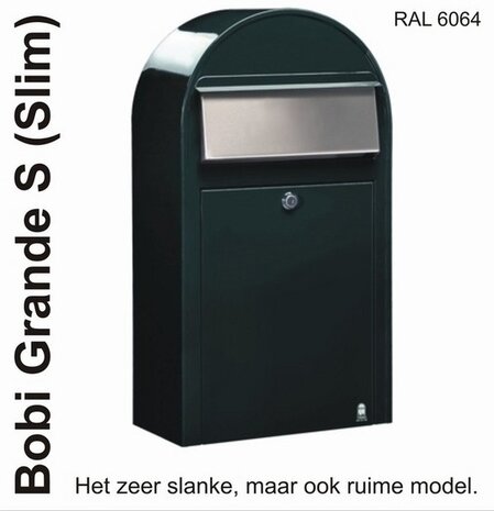 Brievenbus Bobi Grande S zwartgroen + statief round zwartgroen