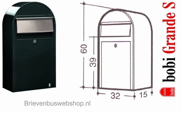 Brievenbus Bobi Grande S zwartgroen + statief round zwartgroen