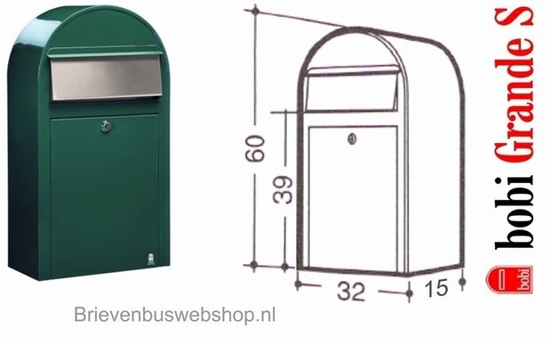 Brievenbus Bobi Grande S donkergroen  + statief round donkergroen