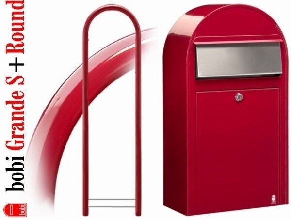 Brievenbus Bobi Grande S rood + statief round rood