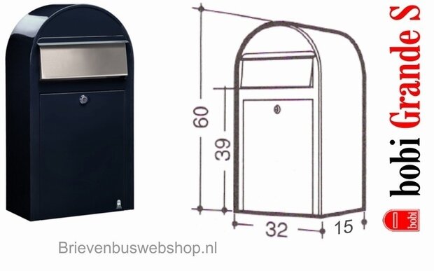 Brievenbus Bobi Grande S zwartblauw + statief zwartblauw