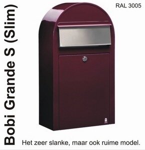 Brievenbus Bobi Grande S donkerrood  + statief donkerrood