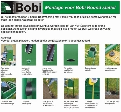 Brievenbus Wit Bobi Classic B RAL 9016 plus statief Bobi Round RVS