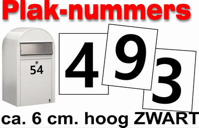 Huisnummerstickers Zwart 6CM