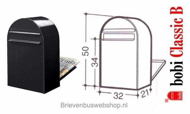 bobi brievenbus Structuurzwart Bobi Classic B RAL st9005 plus statief Bobi Round RVS