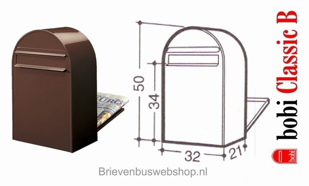 Donkerbruin Bobi Classic B RAL 8017 plus statief Bobi Round RVS