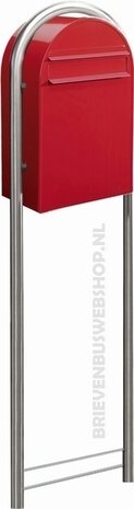 brievenbus bobi classic b rood met rvs statief bobi round