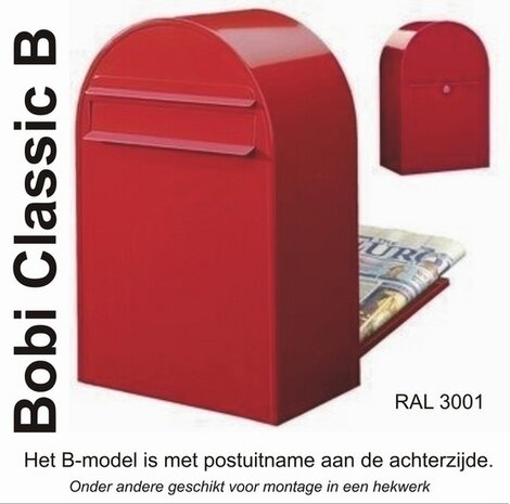 brievenbus bobi classic b rood met rvs statief bobi round