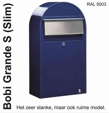 Brievenbus Bobi Grande S blauw  + statief round blauw